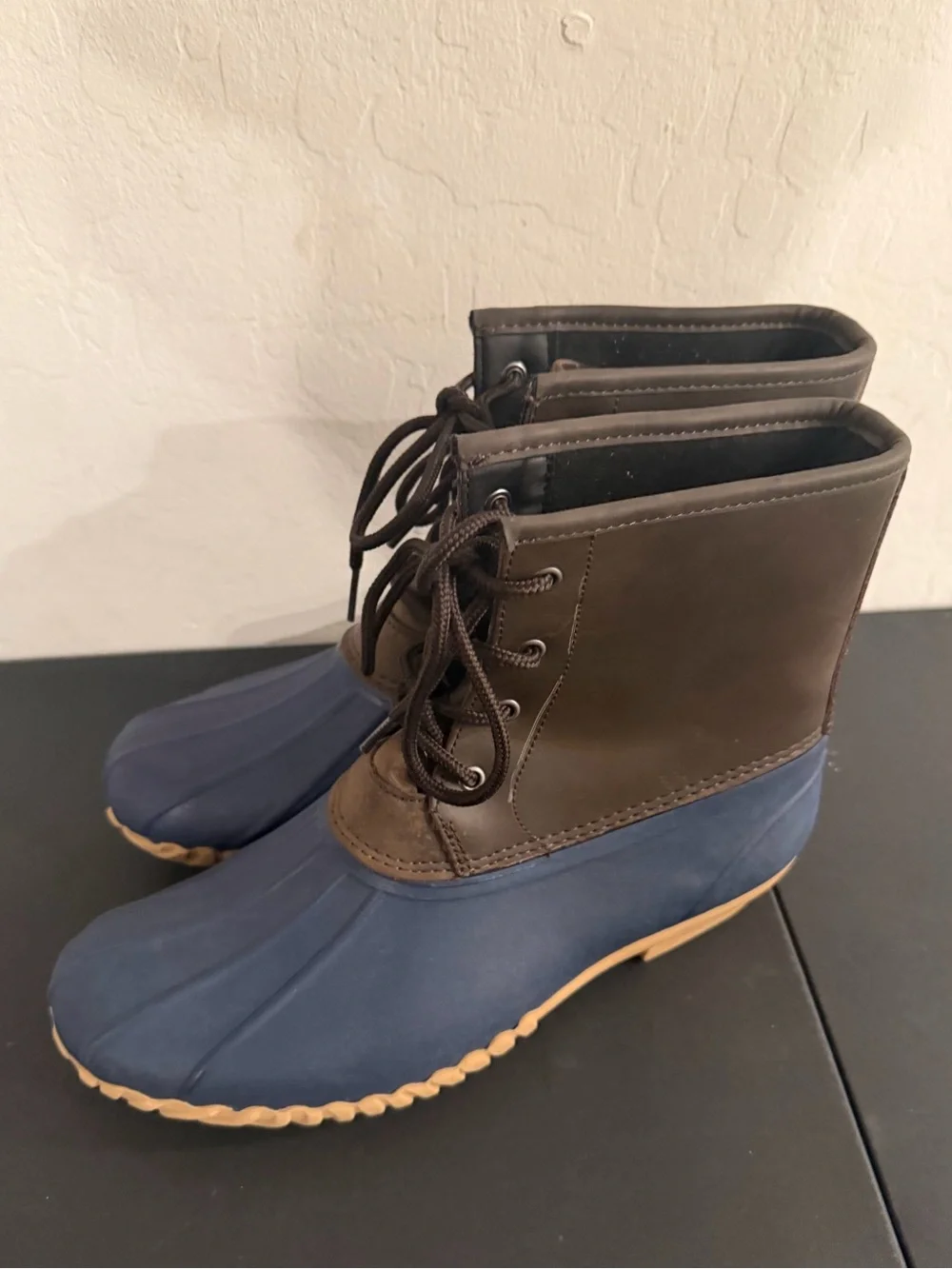 Target Men's Navy and Brown Lace-Up Rain Boots